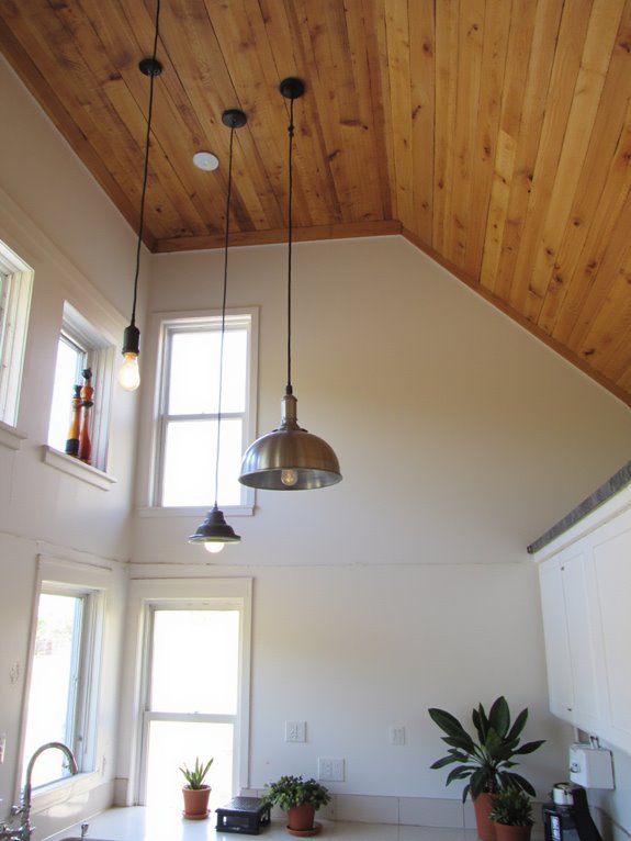 vaulted ceiling lighting installation