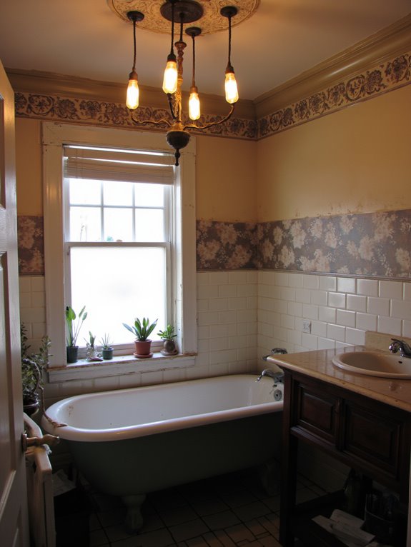 warm nostalgic bathroom lighting