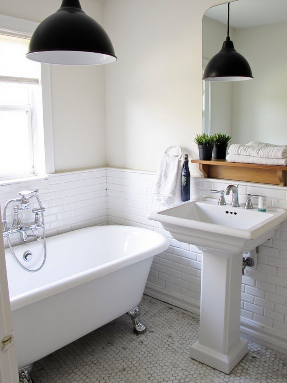black pendants enhance bathroom aesthetics