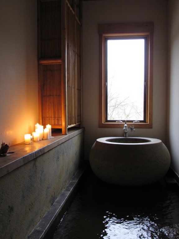 candlelight enhances bathroom tranquility