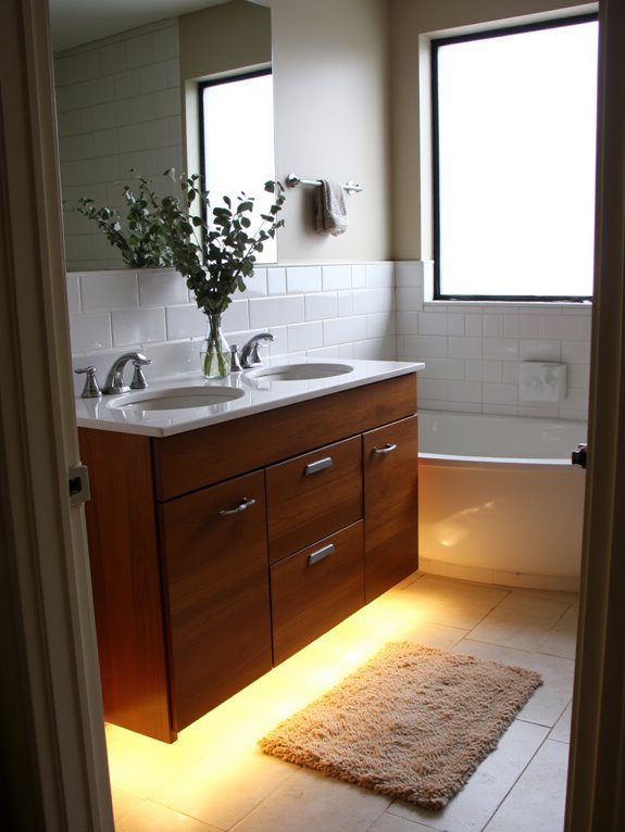 cozy functional bathroom lighting