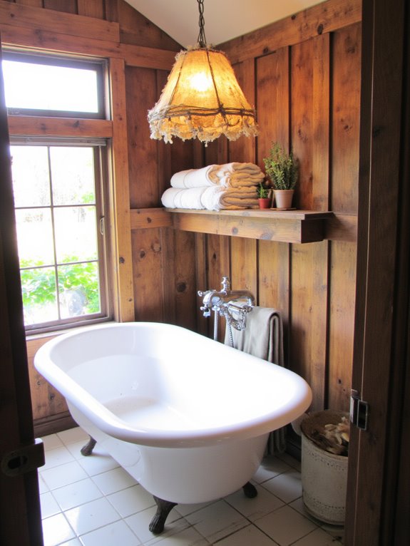 cozy rustic bathroom lighting
