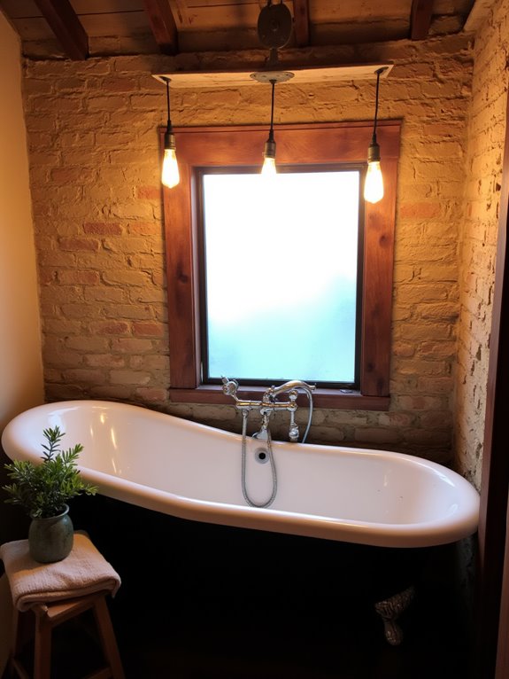 cozy rustic bathroom lighting