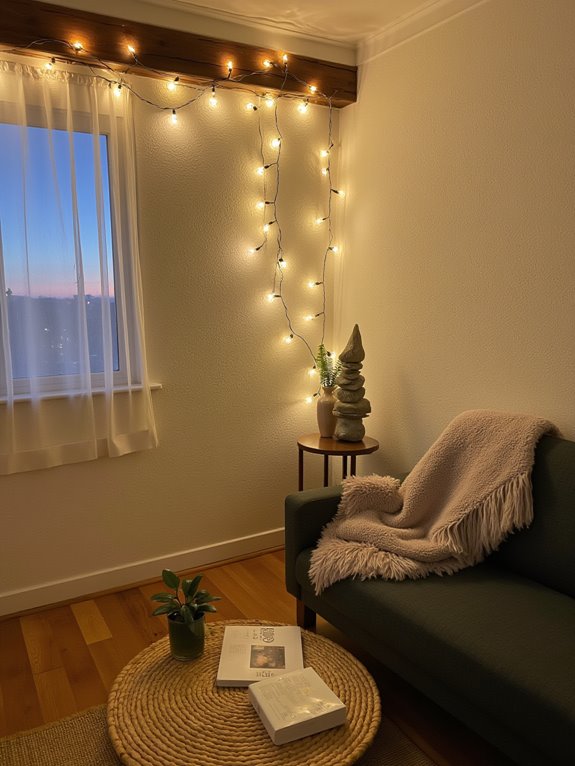 cozy string lights ambiance