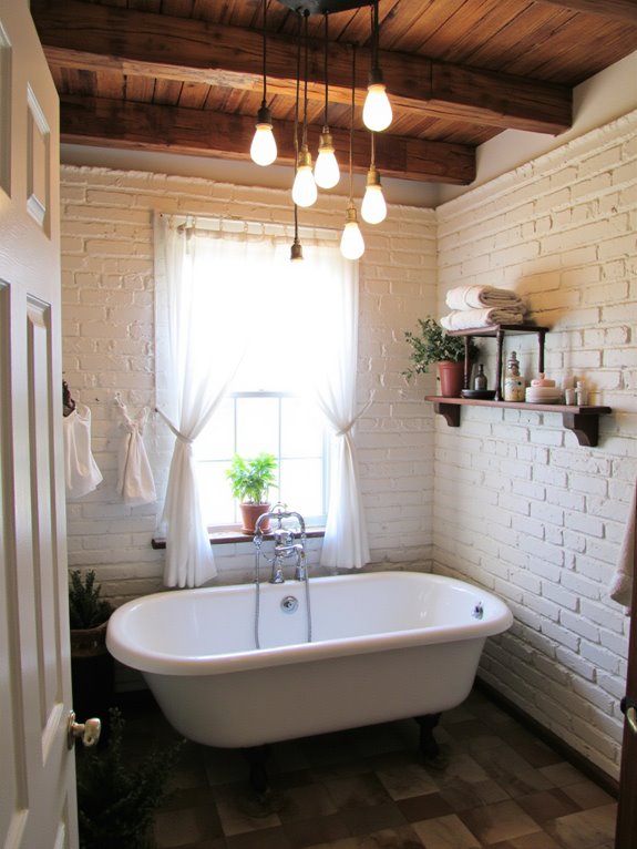 dramatic farmhouse bathroom lighting
