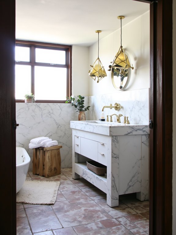 geometric gold bathroom pendants