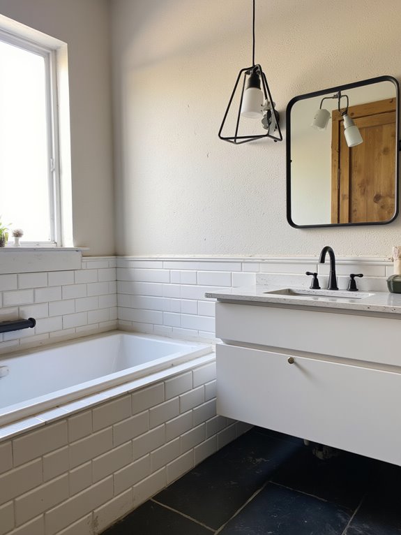 geometric pendant bathroom decor