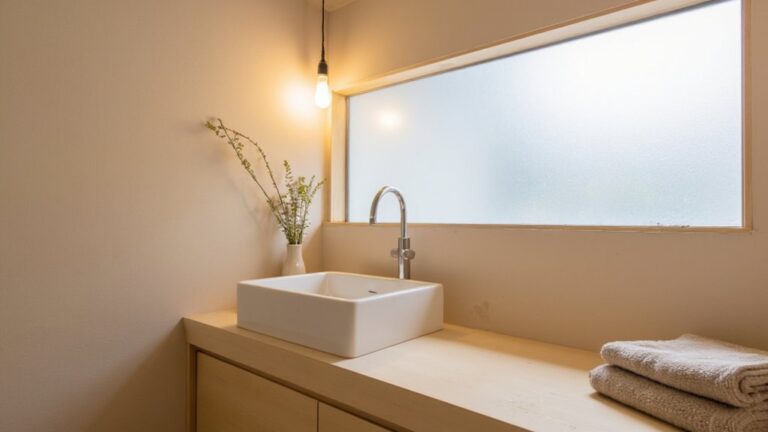 japandi style bathroom lighting