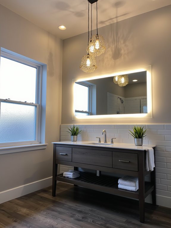 layered lighting enhances bathrooms
