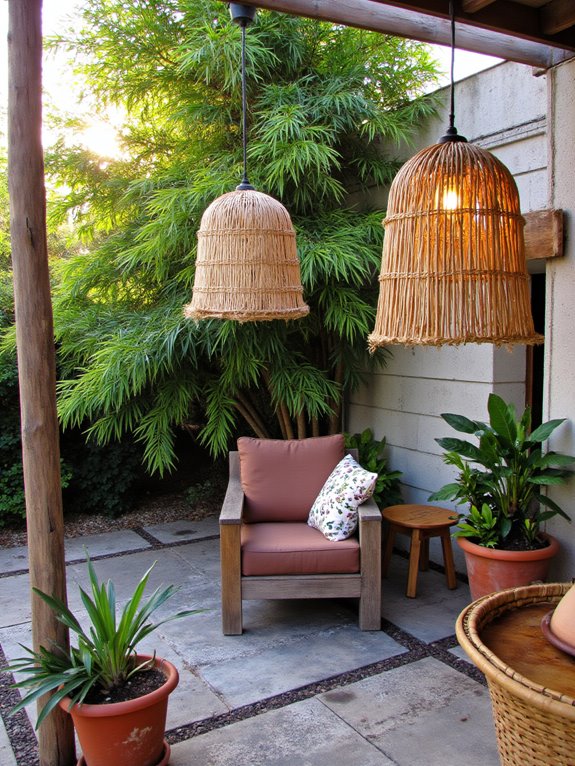 natural textured pendant lights