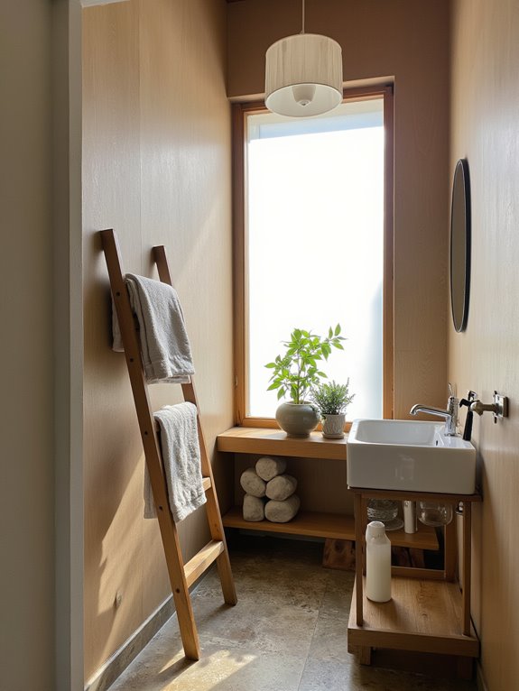 serene japandi bathroom atmosphere
