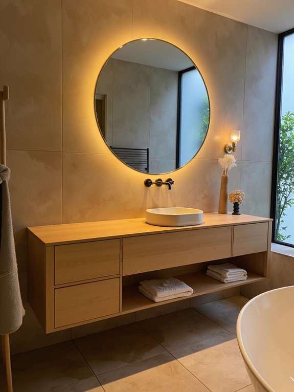 serene japandi bathroom retreat