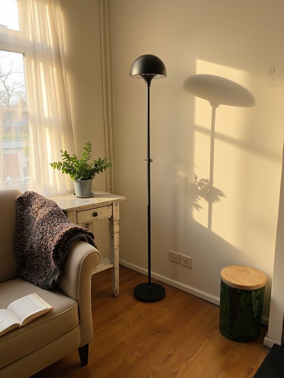 sleek lamps enhance cozy ambiance