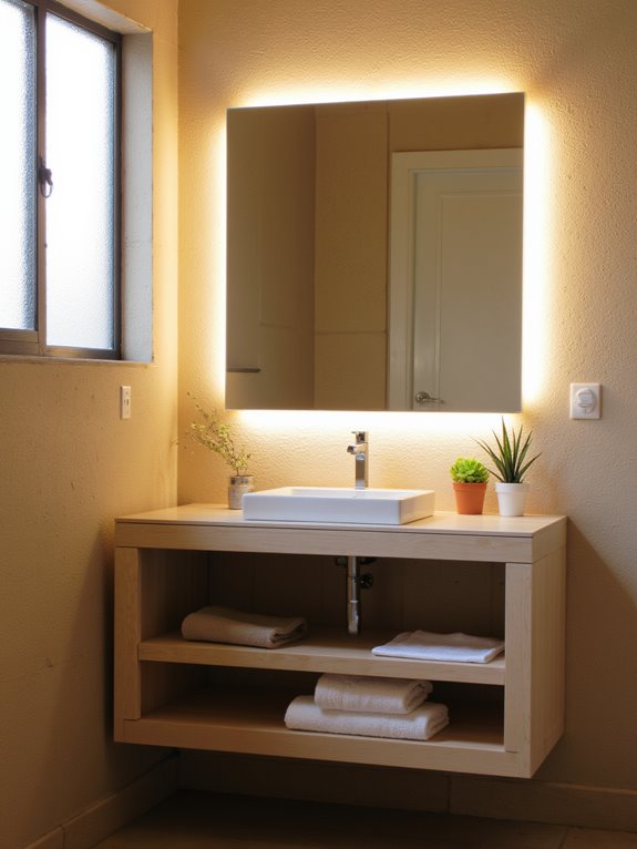 tranquil japandi backlit mirrors