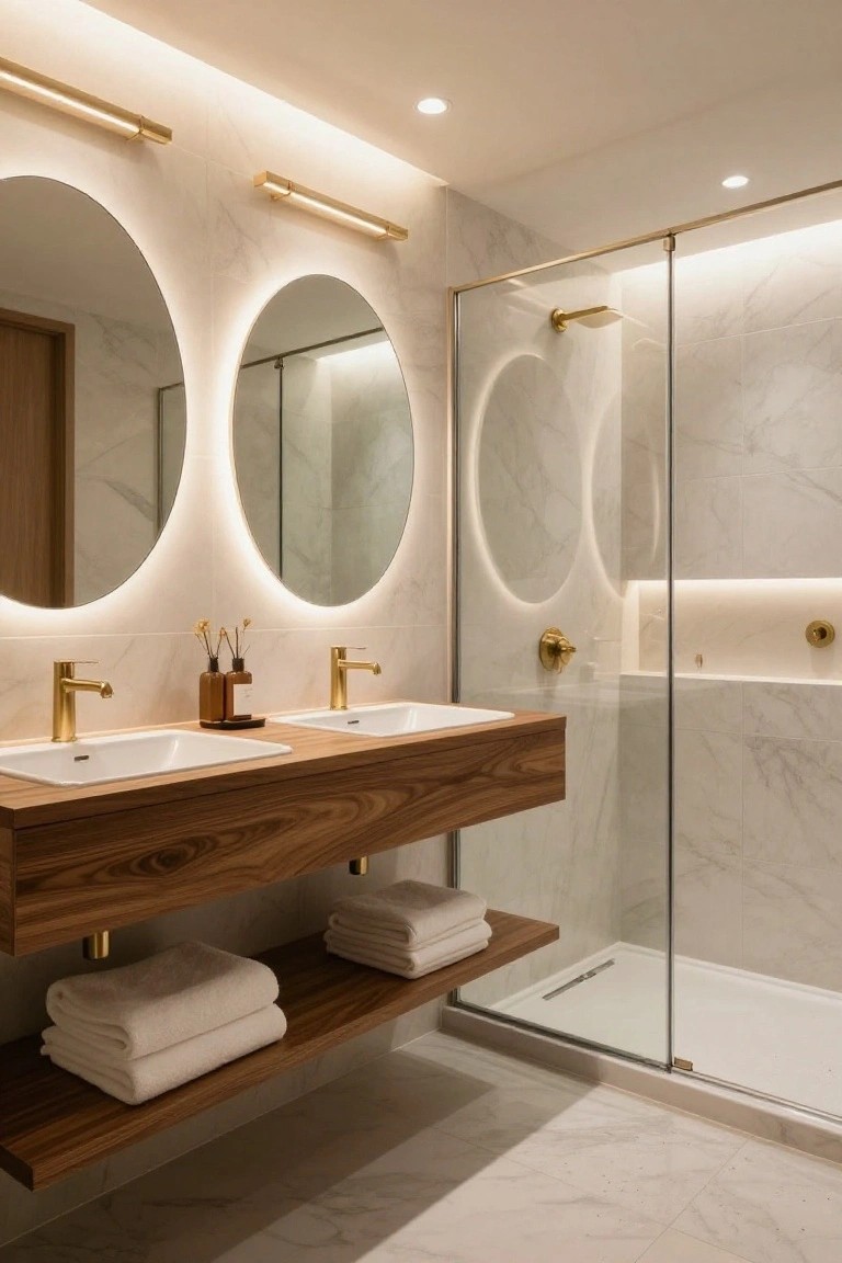Backlit Mirrors for Soft Bathroom Light