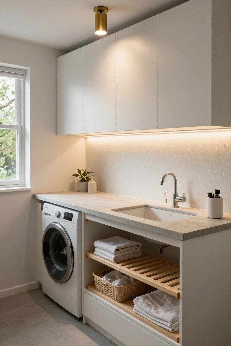 Brass Ceiling Light in Laundry Rooms