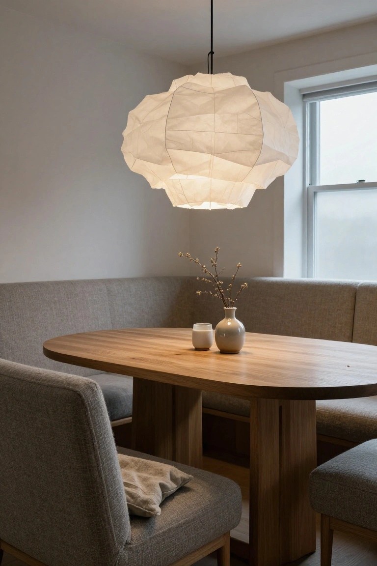 Paper Lantern Pendant Over the Dining Booth