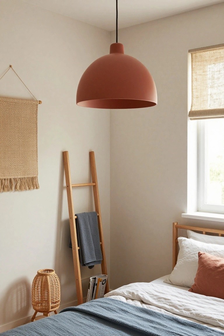 Terracotta Dome Pendant Over the Bed