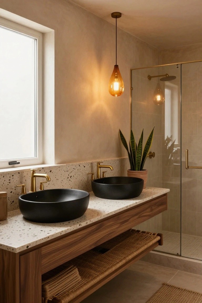 Pendant Light Over the Bathroom Sinks