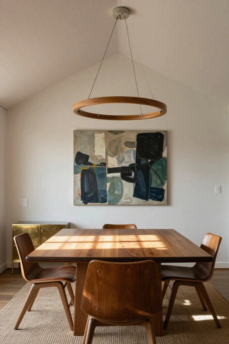 Wooden Ring Chandelier for Vaulted Ceilings