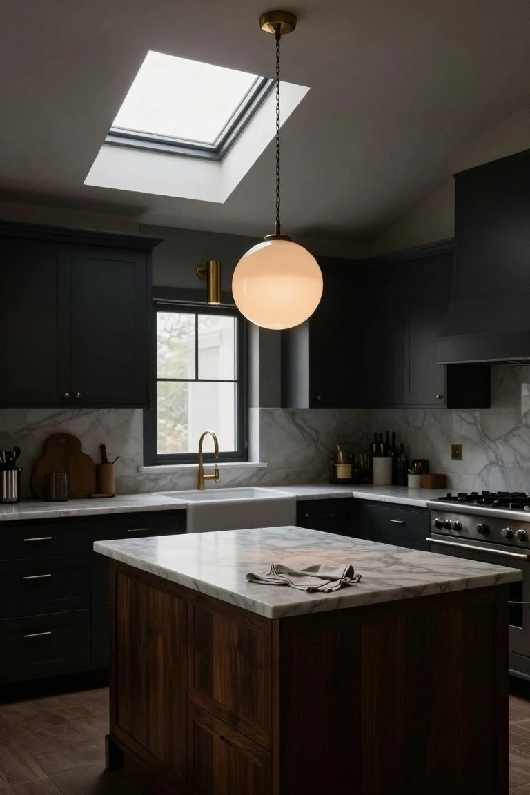 Globe Pendant in Vaulted Kitchen