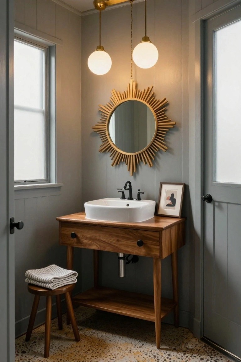 Paired Globe Pendants Over the Vanity