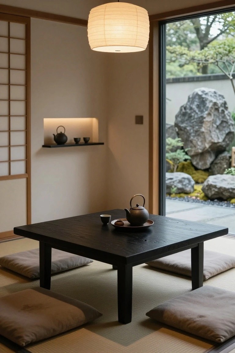 Paper Lantern Over Low Table